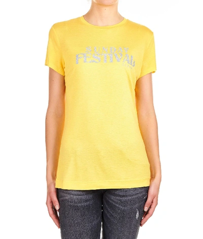 Shop Guess Yellow Cotton T-shirt
