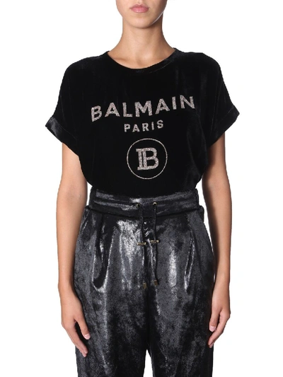 Shop Balmain Black Viscose T-shirt
