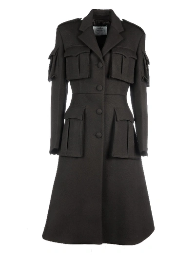 Shop Prada Black Wool Coat