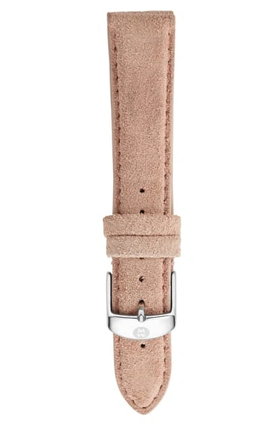 Shop Michele 16mm Nubuck Leather Watch Strap In Blush