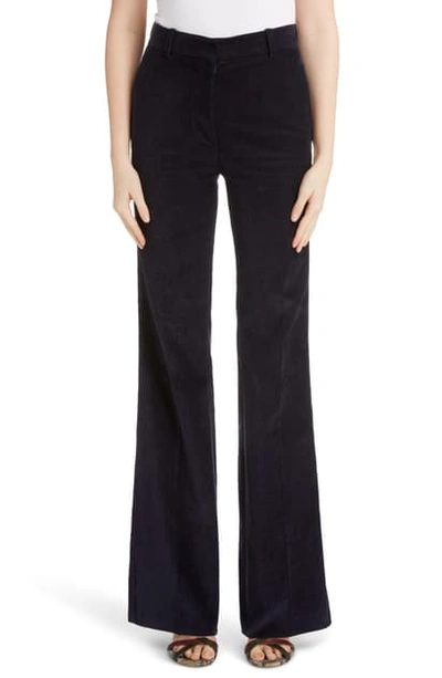 Shop Victoria Beckham High Waist Corduroy Flare Pants In Navy