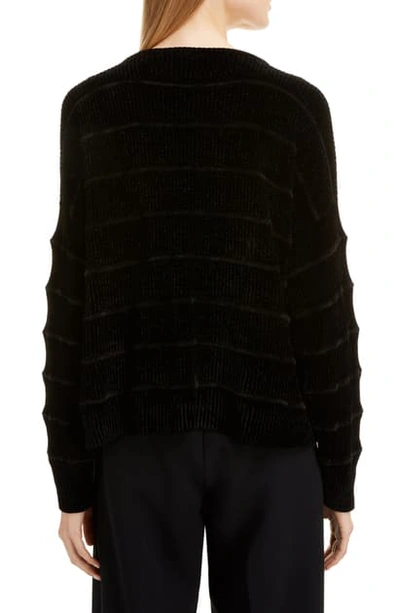 Shop Sara Lanzi Velvety Chenille Crewneck Sweater In Plain Black