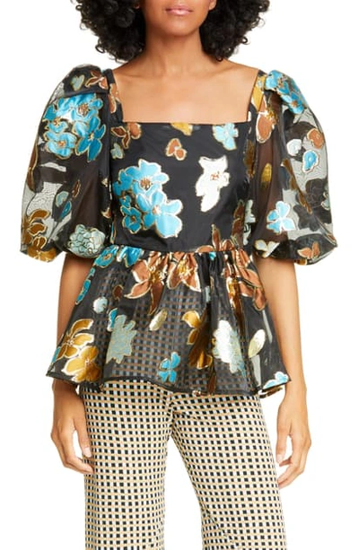 Shop Stine Goya Irene Floral Jacquard Blouse In Flower Garden Autumn