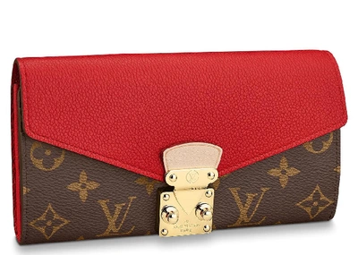 Pre-owned Louis Vuitton Pallas Wallet Monogram Cerise