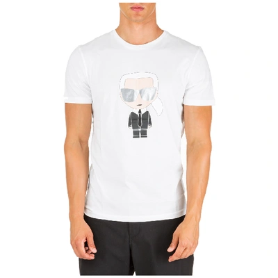 Shop Karl Lagerfeld Men's Short Sleeve T-shirt Crew Neckline Jumper K/ikonik In White