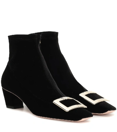 Shop Roger Vivier Belle Vivier 45 Velvet Ankle Boots In Black
