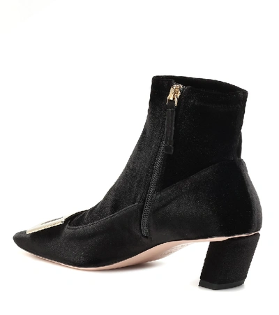 Shop Roger Vivier Belle Vivier 45 Velvet Ankle Boots In Black