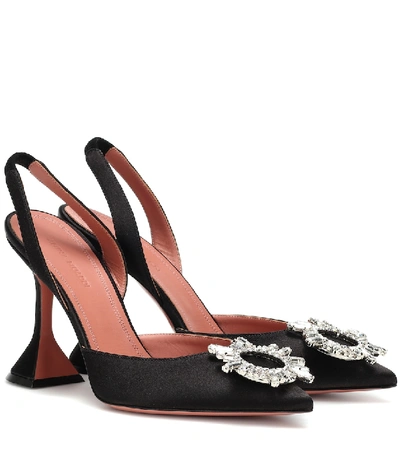 Amina Muaddi Begum 95 Embellished Velvet Slingback Pumps In Black
