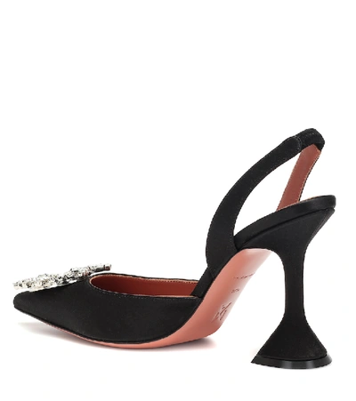 Amina Muaddi Rosie Crystal-embellished Satin Slingback Pumps In Black