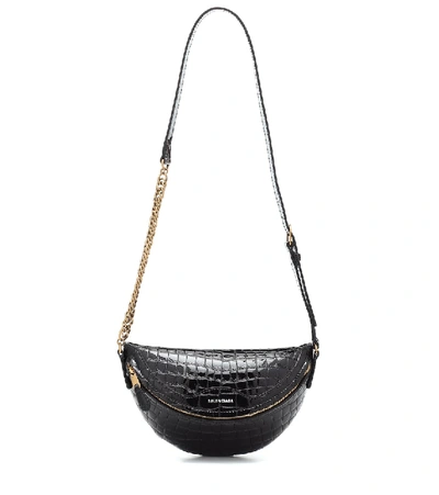 Shop Balenciaga Souvenirs Xxs Leather Belt Bag In Black