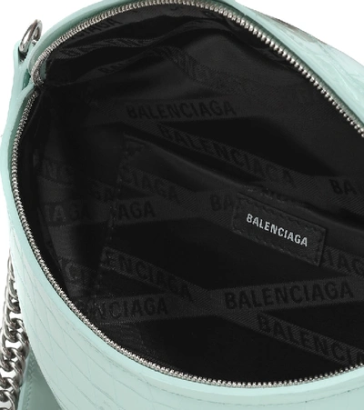 Shop Balenciaga Souvenirs Xxs Leather Belt Bag In Turquoise