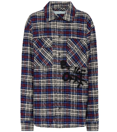 Shop Off-white Checked Cotton-blend Shirt Jacket In Multicoloured