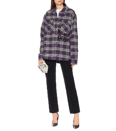Shop Off-white Checked Cotton-blend Shirt Jacket In Multicoloured