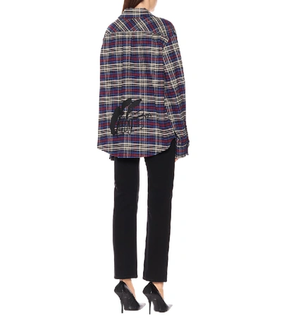 Shop Off-white Checked Cotton-blend Shirt Jacket In Multicoloured