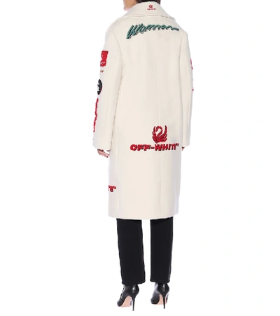 Shop Off-white Embellished Wool-blend Coat In White