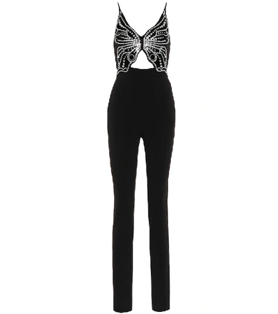 Shop David Koma Butterfly-embellished Jumpsuit In Black