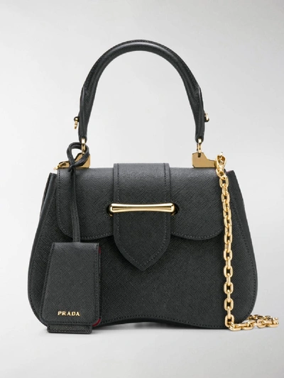 Shop Prada Sidonie Saffiano Leather Bag In Black