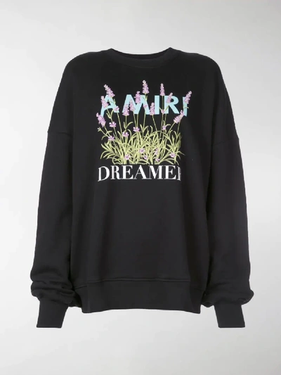 Shop Amiri Flower Dreamer Crew Sweatshirt In Black