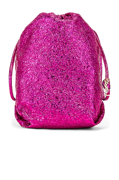 Shop Saint Laurent Teddy Pouch Chain Bag In Pink In Fuchsia & Black