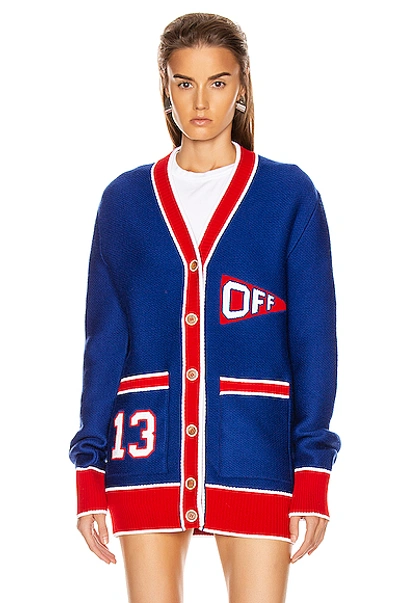 Shop Off-white Flag Cardigan In Blue & Red