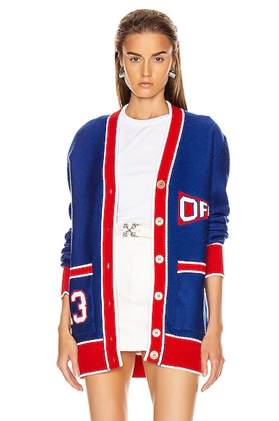 Shop Off-white Flag Cardigan In Blue & Red