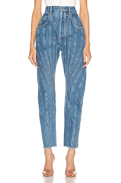 Shop Mugler High Spiral Jean In Medium Blue