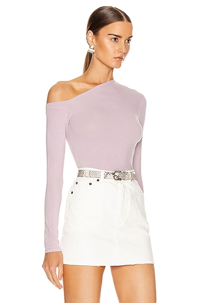 Enza Costa Angled Exposed Shoulder Long Sleeve Top In Iris ModeSens