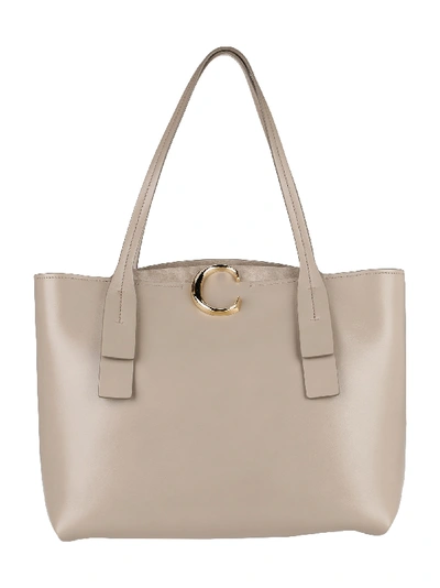 Shop Chloé Chloe' C Medium Tote Bag In Motty Grey