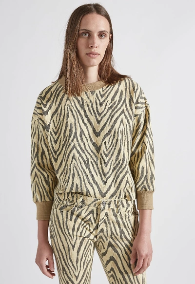 Shop Current Elliott The Miles Denim Top In Natural Zebra Print