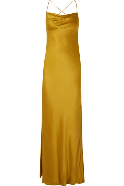 Shop Michelle Mason Silk-satin Gown In Mustard