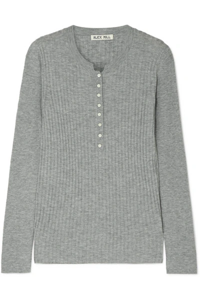 Shop Alex Mill Ribbed Wool-blend Top In Gray