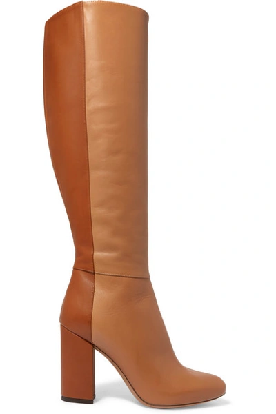 Shop Tabitha Simmons Sophie Two-tone Leather Knee Boots In Tan