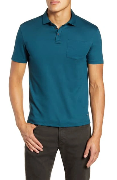 Shop John Varvatos Burlington Classic Fit Cotton Polo Shirt In Peacock Blue