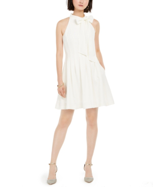 vince camuto bow neck fit and flare dress