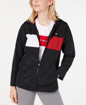 tommy hilfiger sport hooded windbreaker jacket