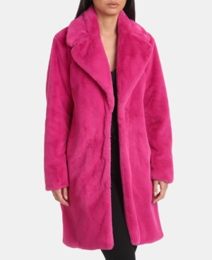hot pink faux fur coat