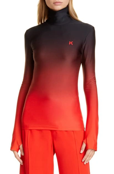 Shop Kwaidan Editions Ombre Jersey Turtleneck Top In Black/ Red