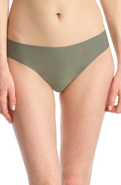 Shop Commando 'butter' Stretch Modal Thong In Olive Leaf