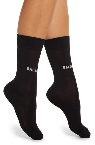 Shop Balenciaga Classic Logo Socks In Black/ White