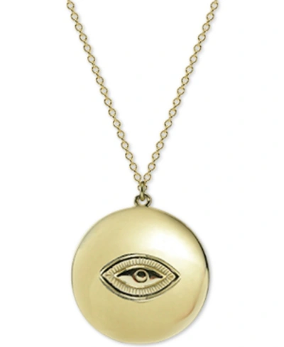 Shop Argento Vivo Evil Eye Disc 18" Pendant Necklace In Gold-plate Over Sterling Silver