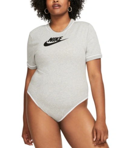 Shop Nike Plus Size Heritage Bodysuit In Dark Grey Heather
