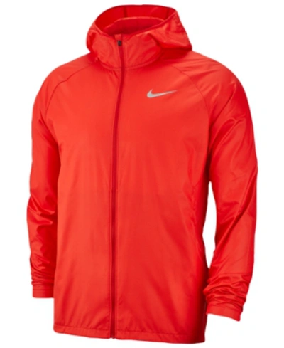 Shop Nike Men's Essential Water-repellent Hooded Running Jacket In Unvred/ref