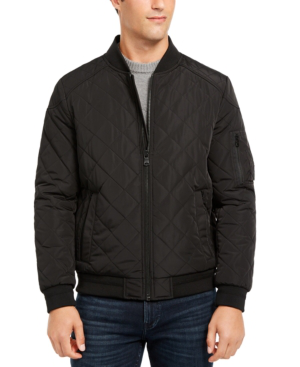 quilted black bomber jacket