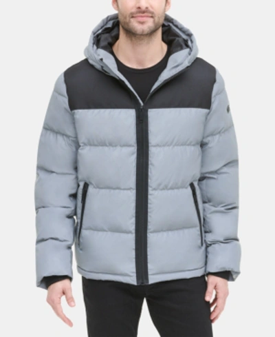 Shop Dkny Men's Mixed-media Puffer Coat, Created For Macy's In Reflective