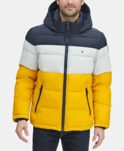 Shop Tommy Hilfiger Men's Quilted Puffer Jacket, Created For Macy's In Yellow Navy