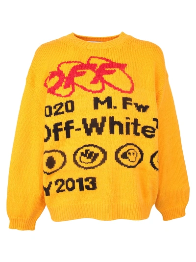 Shop Off-white Sweater In Yellow/black