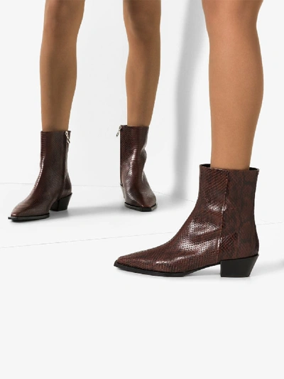 Shop Aeyde Burgundy Ruby 40 Leather Ankle Boots In Brown