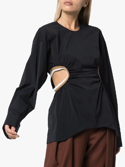 Shop Markoo Cutout Detail Long Sleeve Top In Black