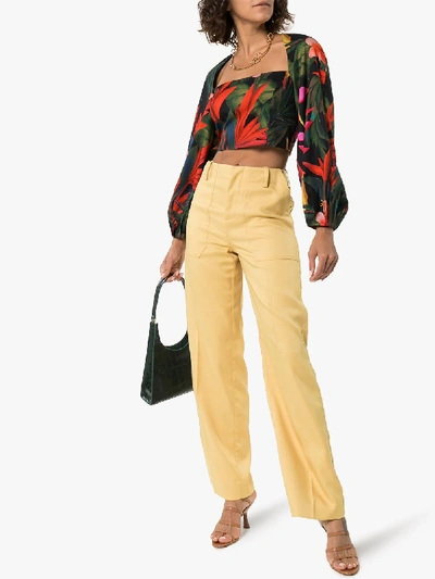 Shop Mara Hoffman Moon Floral Print Crop Top In Multicolour