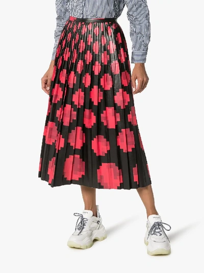 Shop Marni Eco Leather Pixel Print Skirt In Black